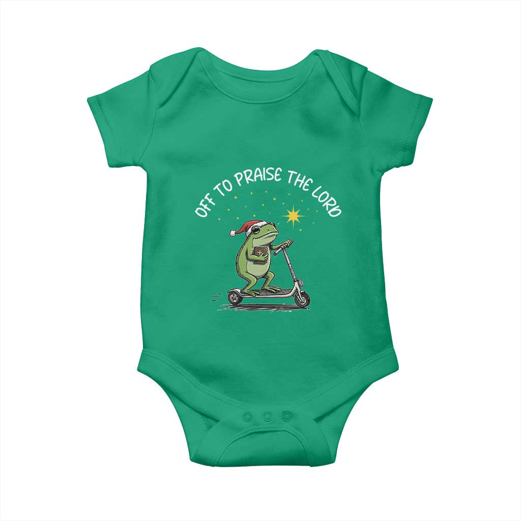 Funny Frog Christian Baby Onesie Off To Praise The Lord TS14 Irish Green Print Your Wear