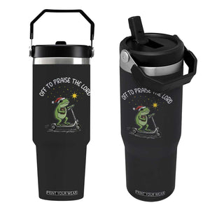 Funny Frog Christian Flip Straw Tumbler Off To Praise The Lord TS14 One Size: 30 oz Black Print Your Wear