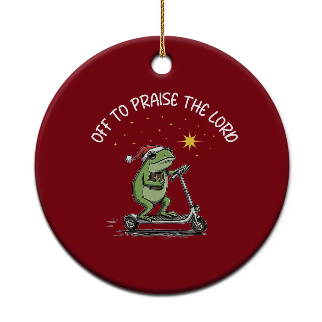 Funny Frog Christian Ceramic Ornament Off To Praise The Lord TS14 1pc Red Print Your Wear