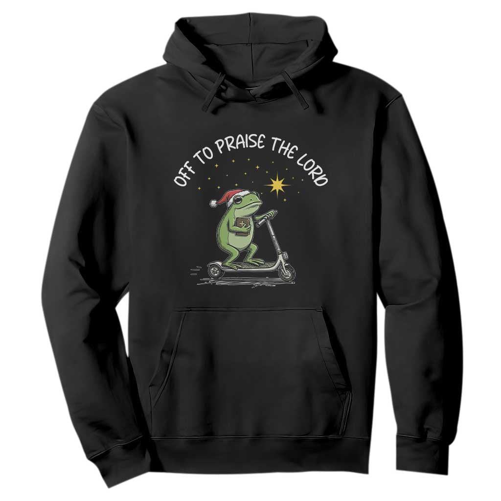 Funny Frog Christian Hoodie Off To Praise The Lord TS14 Black Print Your Wear