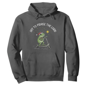 Funny Frog Christian Hoodie Off To Praise The Lord TS14 Dark Heather Print Your Wear
