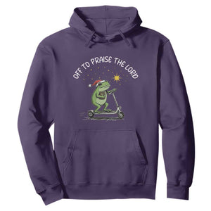 Funny Frog Christian Hoodie Off To Praise The Lord TS14 Purple Print Your Wear