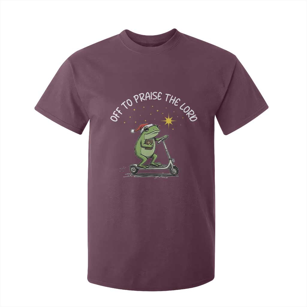 Funny Frog Christian T Shirt For Kid Off To Praise The Lord TS14 Maroon Print Your Wear
