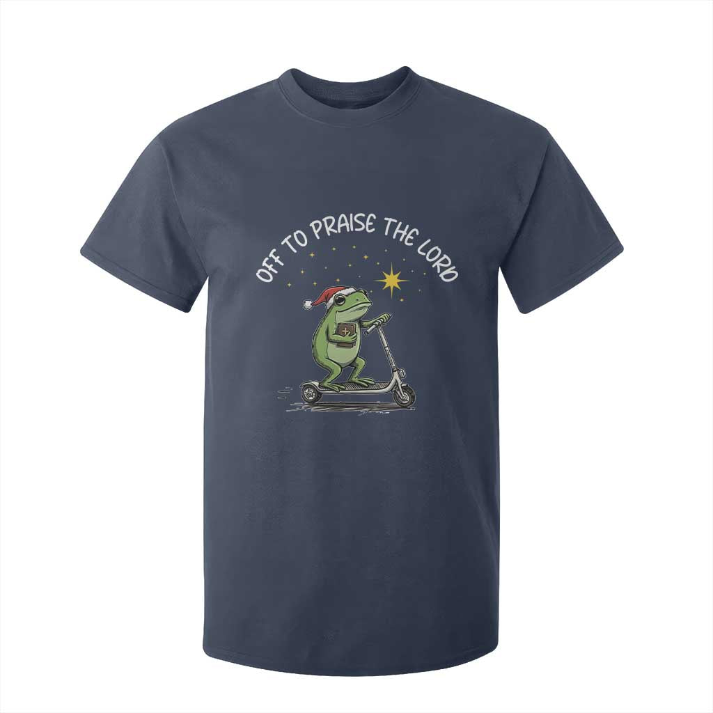 Funny Frog Christian T Shirt For Kid Off To Praise The Lord TS14 Navy Print Your Wear