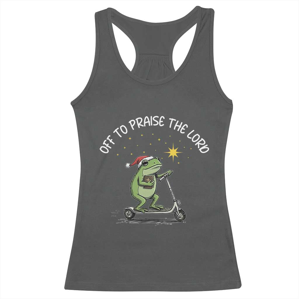 Funny Frog Christian Racerback Tank Top Off To Praise The Lord TS14 Dark Heather Print Your Wear
