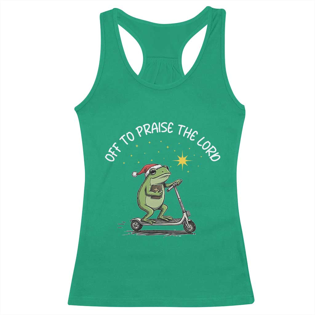 Funny Frog Christian Racerback Tank Top Off To Praise The Lord TS14 Irish Green Print Your Wear