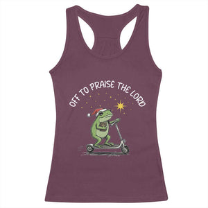 Funny Frog Christian Racerback Tank Top Off To Praise The Lord TS14 Maroon Print Your Wear