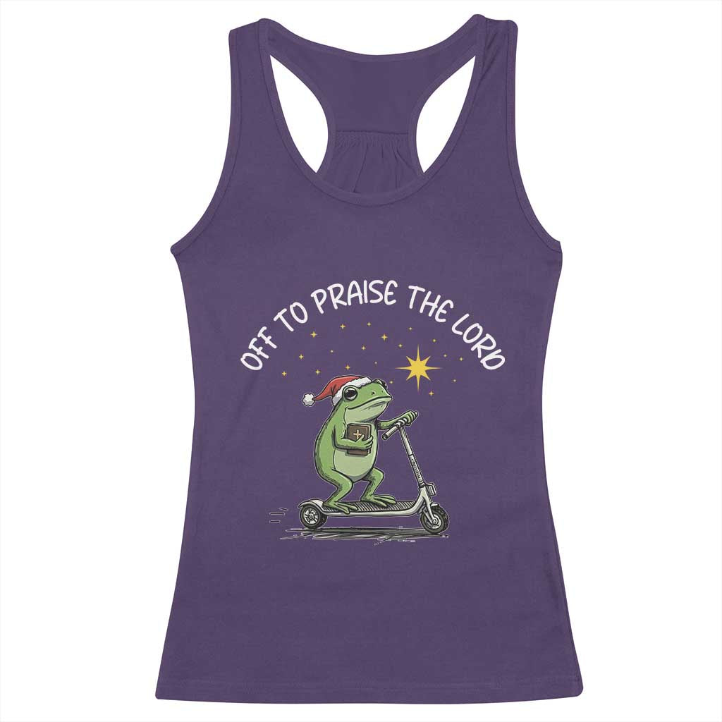 Funny Frog Christian Racerback Tank Top Off To Praise The Lord TS14 Purple Print Your Wear