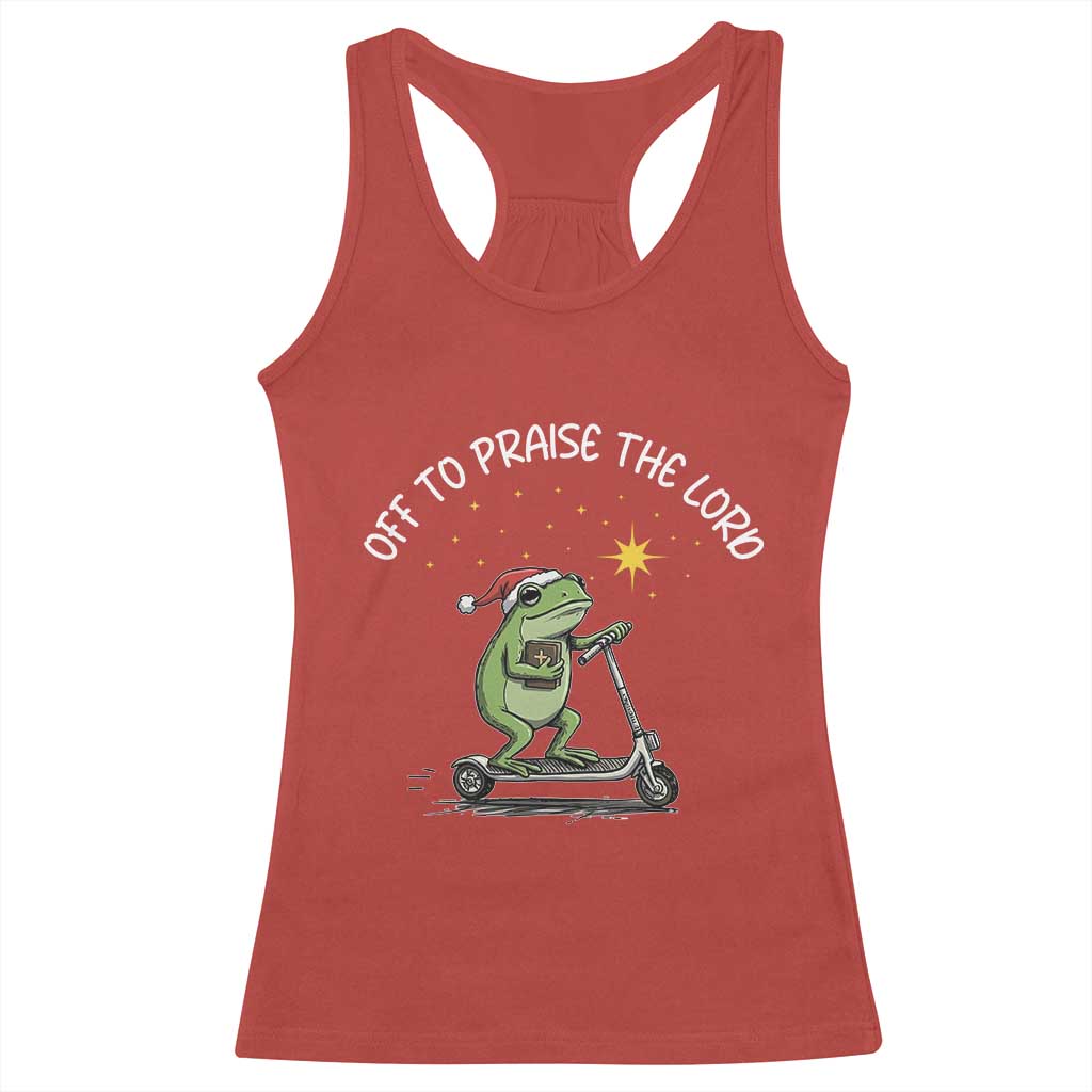 Funny Frog Christian Racerback Tank Top Off To Praise The Lord TS14 Red Print Your Wear