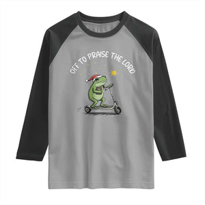 Funny Frog Christian Raglan Shirt Off To Praise The Lord TS14 Sport Gray Black Print Your Wear