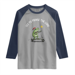 Funny Frog Christian Raglan Shirt Off To Praise The Lord TS14 Sport Gray Navy Print Your Wear