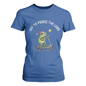 Funny Frog Christian T Shirt For Women Off To Praise The Lord TS14 Royal Blue Print Your Wear