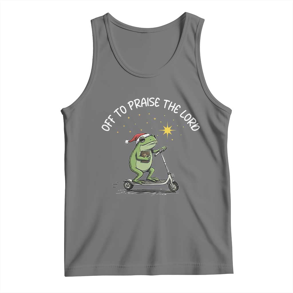 Funny Frog Christian Tank Top Off To Praise The Lord TS14 Black Heather Print Your Wear