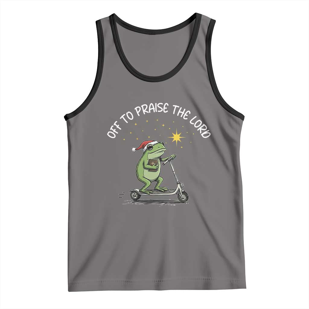 Funny Frog Christian Tank Top Off To Praise The Lord TS14 Deep Heather Black Print Your Wear