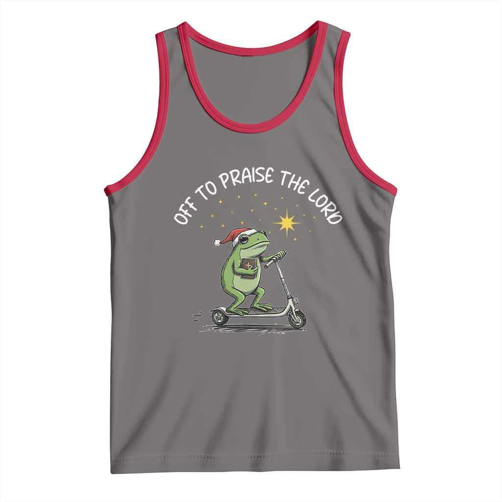 Funny Frog Christian Tank Top Off To Praise The Lord TS14 Deep Heather Red Print Your Wear