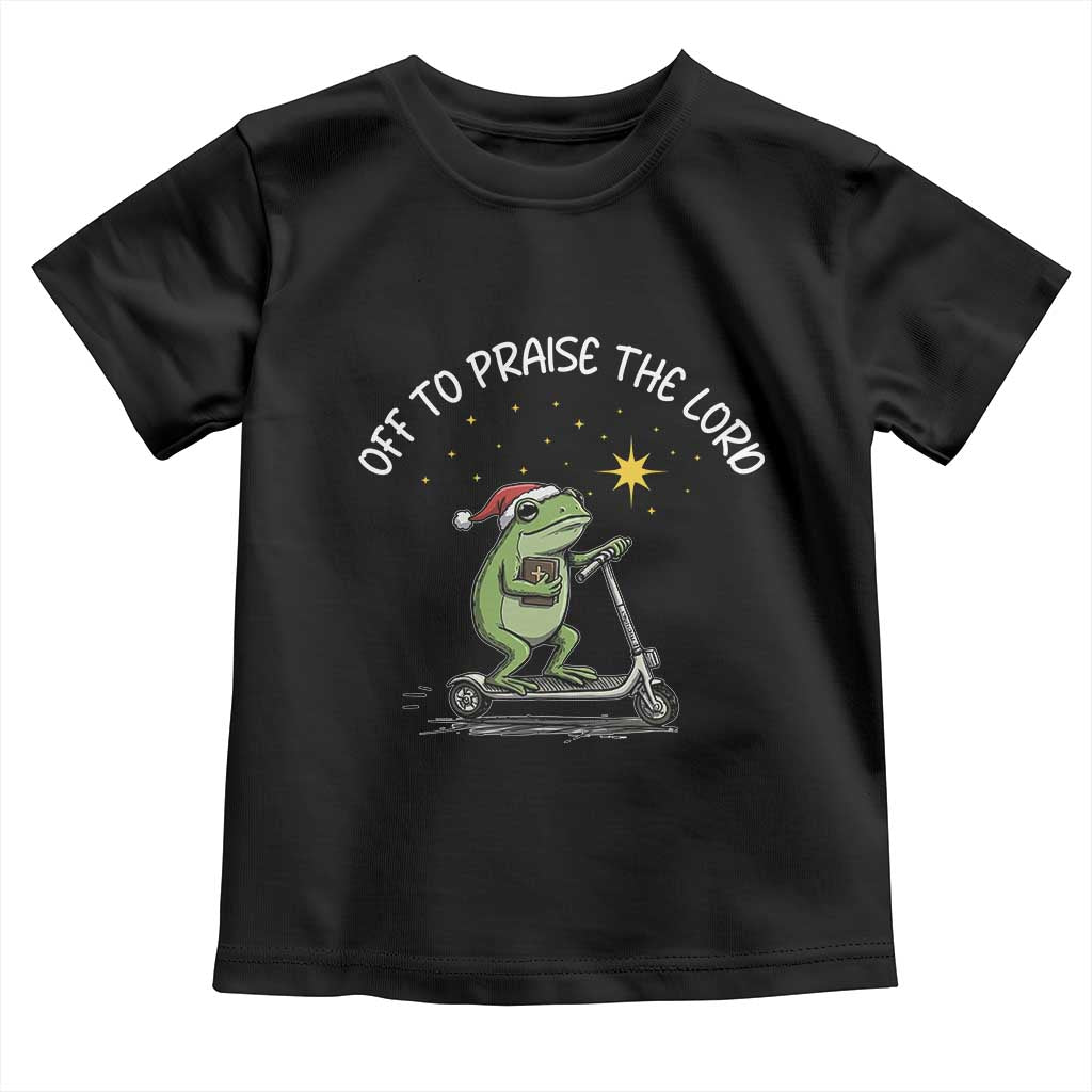 Funny Frog Christian Toddler T Shirt Off To Praise The Lord TS14 Black Print Your Wear