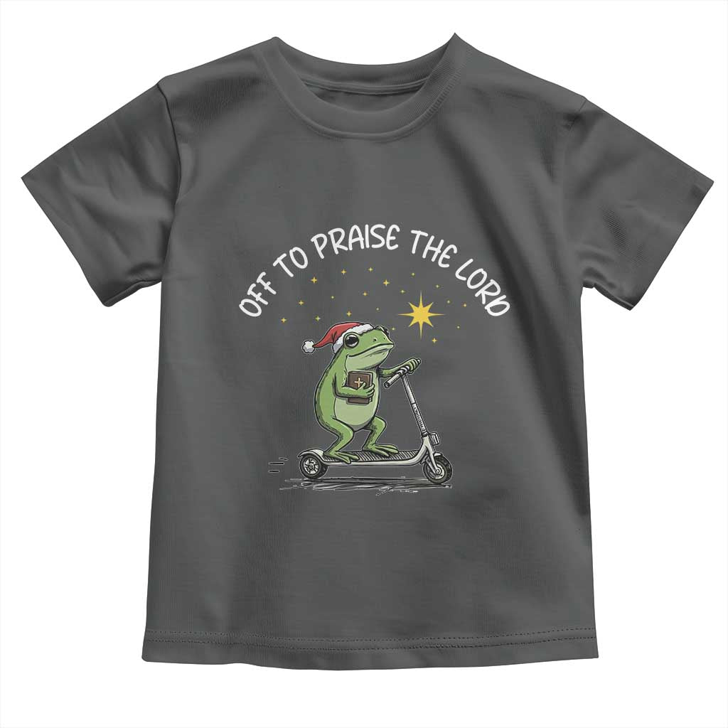 Funny Frog Christian Toddler T Shirt Off To Praise The Lord TS14 Dark Heather Print Your Wear