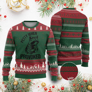 Petty When Provoked Ugly Christmas Sweater Funny Raccoon Meme TS14 Red Green Print Your Wear