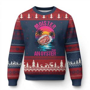 Moister Than An Oyster Ugly Christmas Sweater Funny Inappropriate Adult Humor Women TS14 Navy Red Print Your Wear