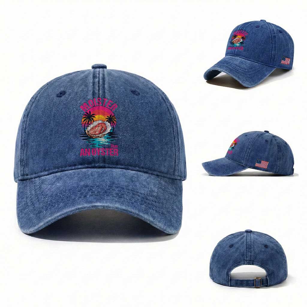 Moister Than An Oyster Washed Cotton Baseball Cap Funny Inappropriate Adult Humor Women TS14 Washed Cap Universal Fit Royal Blue Print Your Wear