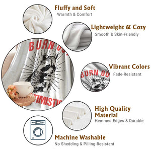 Burnt Out But Optimistic Throw Blanket Funny Raccoon Meme TS14 Print Your Wear