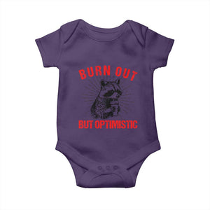 Burnt Out But Optimistic Baby Onesie Funny Raccoon Meme TS14 Purple Print Your Wear