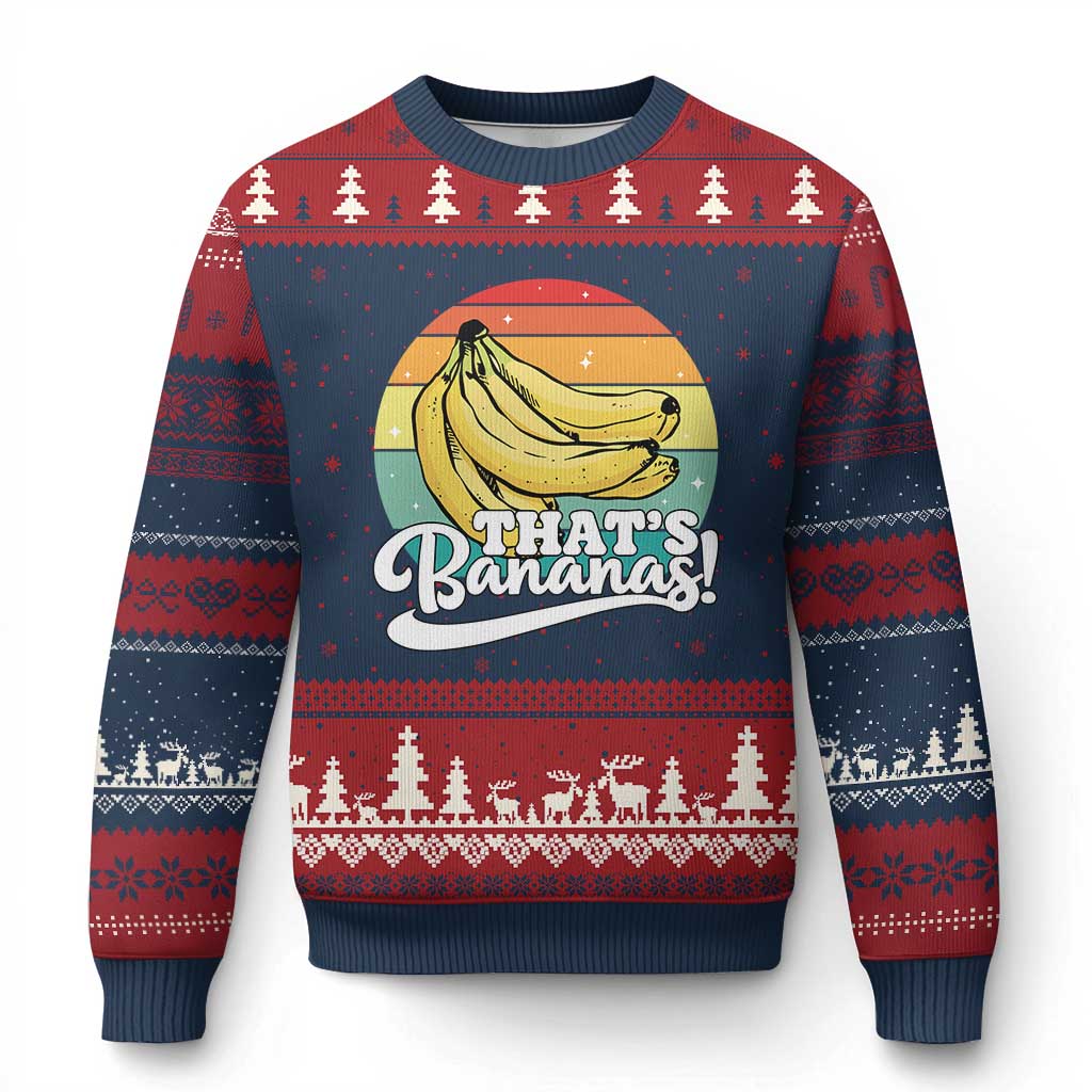 That's Bananas Ugly Christmas Sweater Funny Banana Lover Saying TS14 Navy Red Print Your Wear