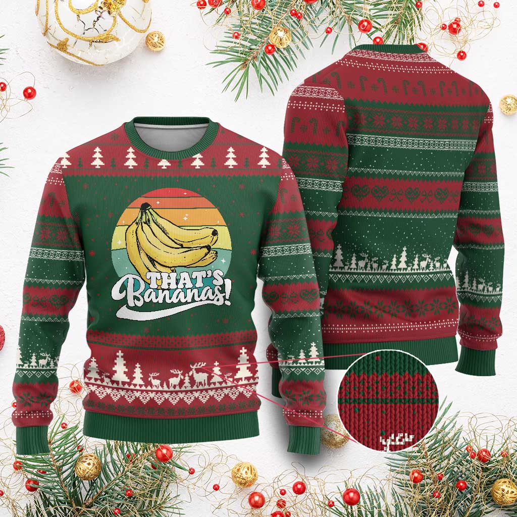 That's Bananas Ugly Christmas Sweater Funny Banana Lover Saying TS14 Red Green Print Your Wear