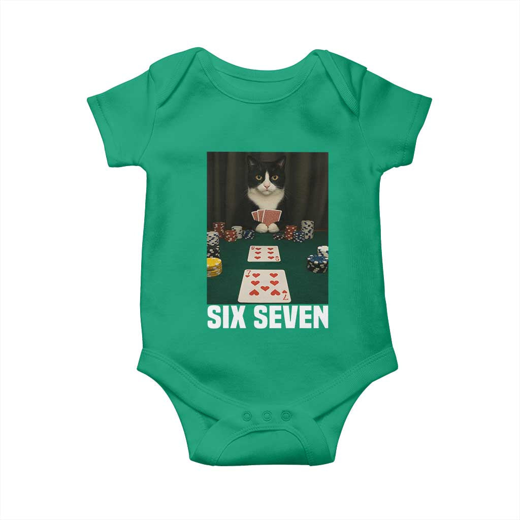 67 Poker Cat Baby Onesie Funny Six Seven Meme TS14 Irish Green Print Your Wear