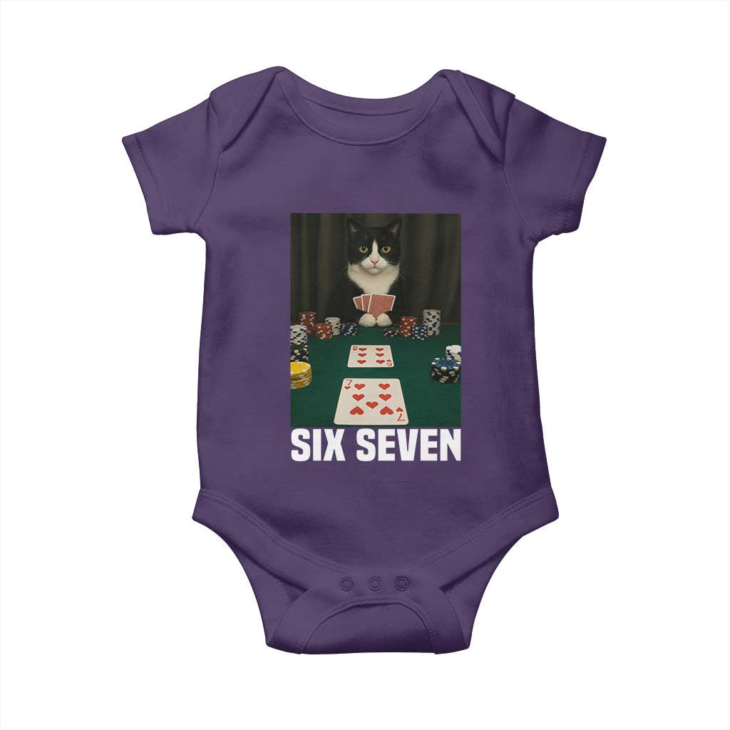 67 Poker Cat Baby Onesie Funny Six Seven Meme TS14 Purple Print Your Wear