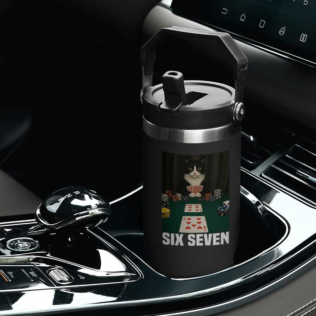 67 Poker Cat Flip Straw Tumbler Funny Six Seven Meme TS14 Print Your Wear