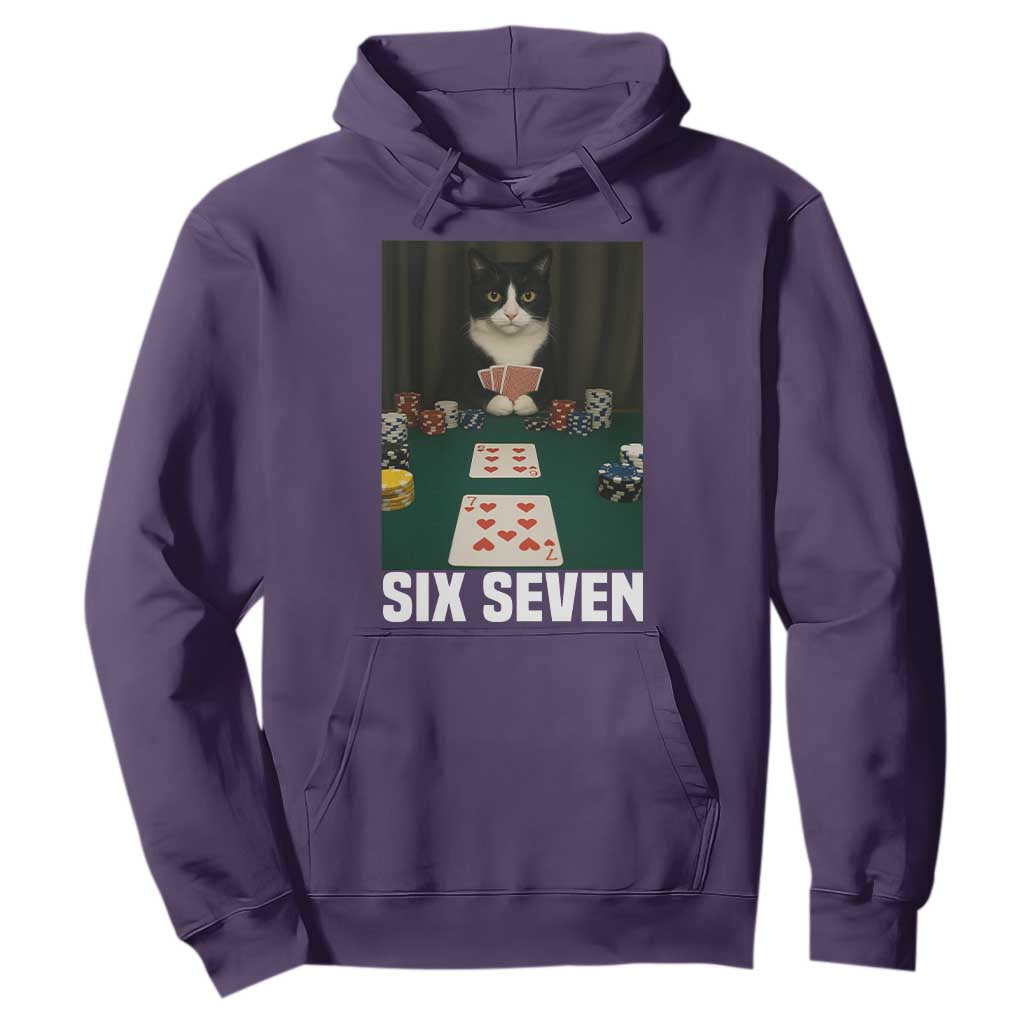 67 Poker Cat Hoodie Funny Six Seven Meme TS14 Purple Print Your Wear