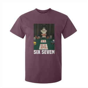 67 Poker Cat T Shirt For Kid Funny Six Seven Meme TS14 Maroon Print Your Wear
