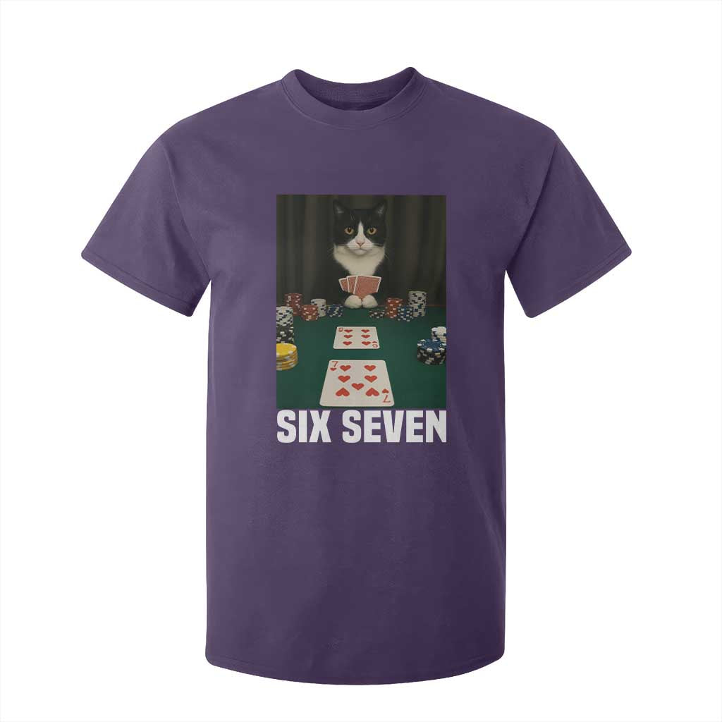 67 Poker Cat T Shirt For Kid Funny Six Seven Meme TS14 Purple Print Your Wear