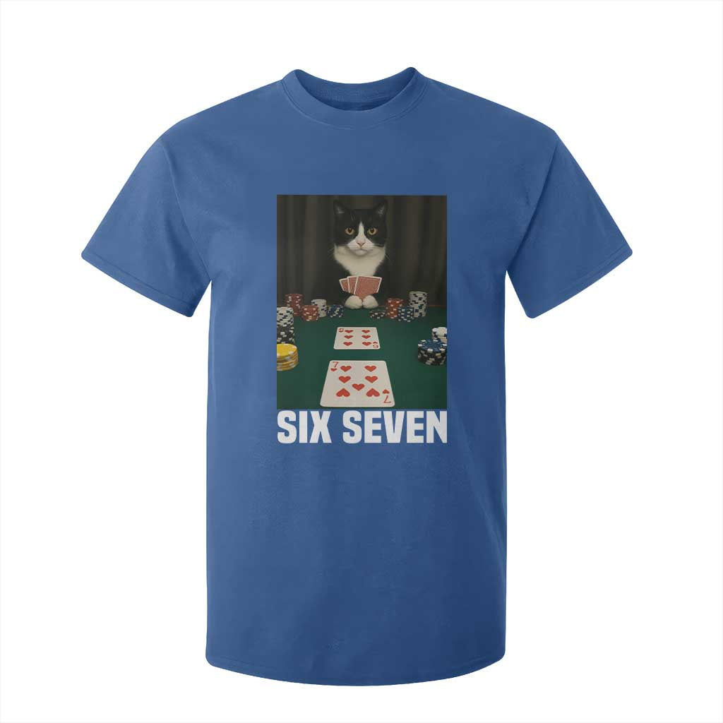 67 Poker Cat T Shirt For Kid Funny Six Seven Meme TS14 Royal Blue Print Your Wear