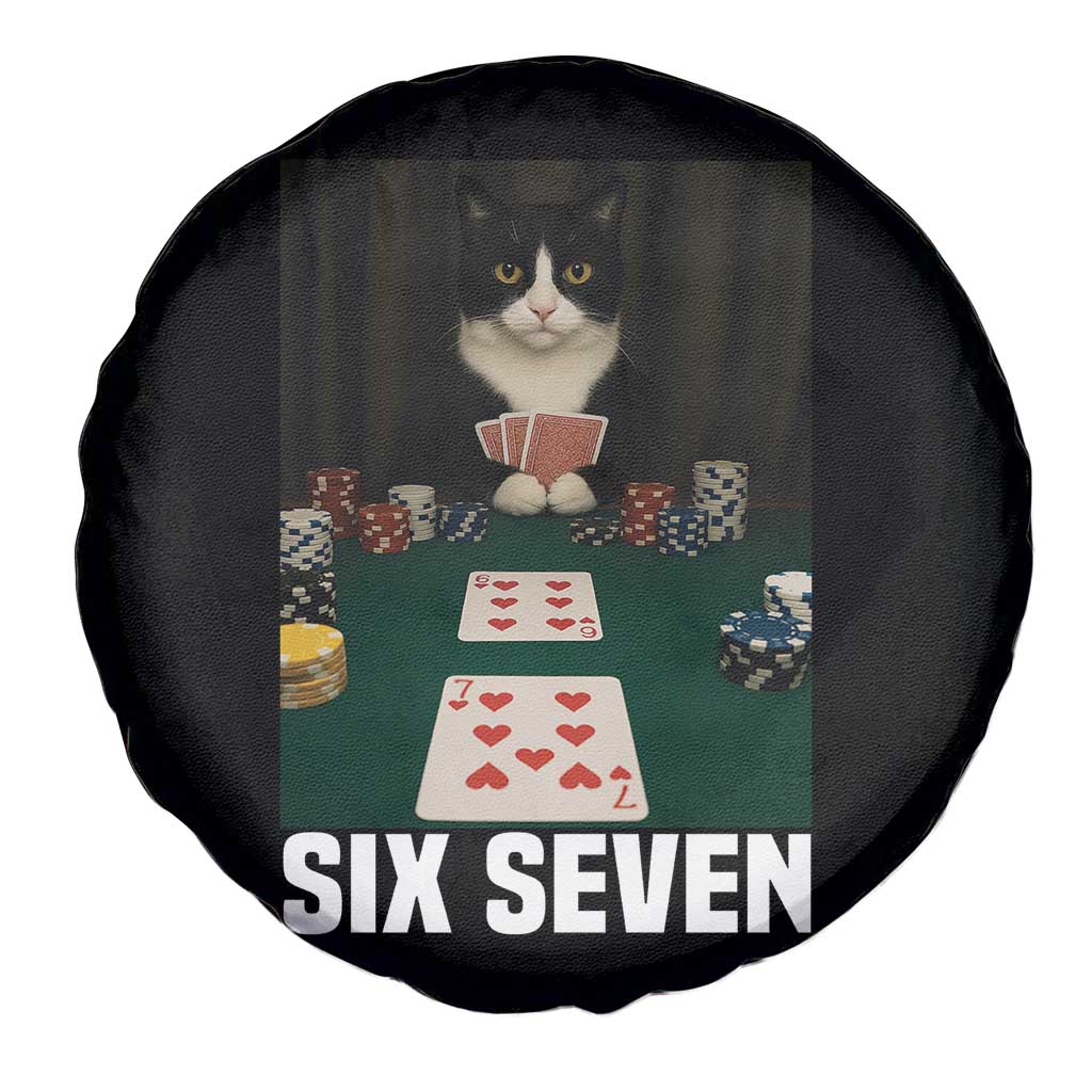 67 Poker Cat Spare Tire Cover Funny Six Seven Meme TS14 Print Your Wear