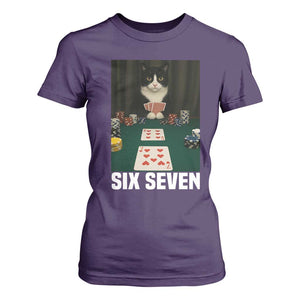 67 Poker Cat T Shirt For Women Funny Six Seven Meme TS14 Purple Print Your Wear