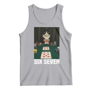 67 Poker Cat Tank Top Funny Six Seven Meme TS14 Athletic Heather Print Your Wear