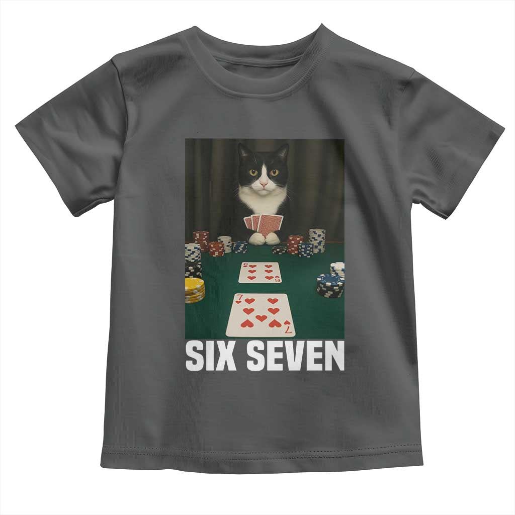 67 Poker Cat Toddler T Shirt Funny Six Seven Meme TS14 Dark Heather Print Your Wear