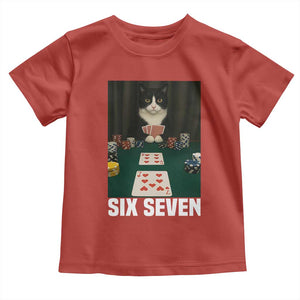 67 Poker Cat Toddler T Shirt Funny Six Seven Meme TS14 Red Print Your Wear