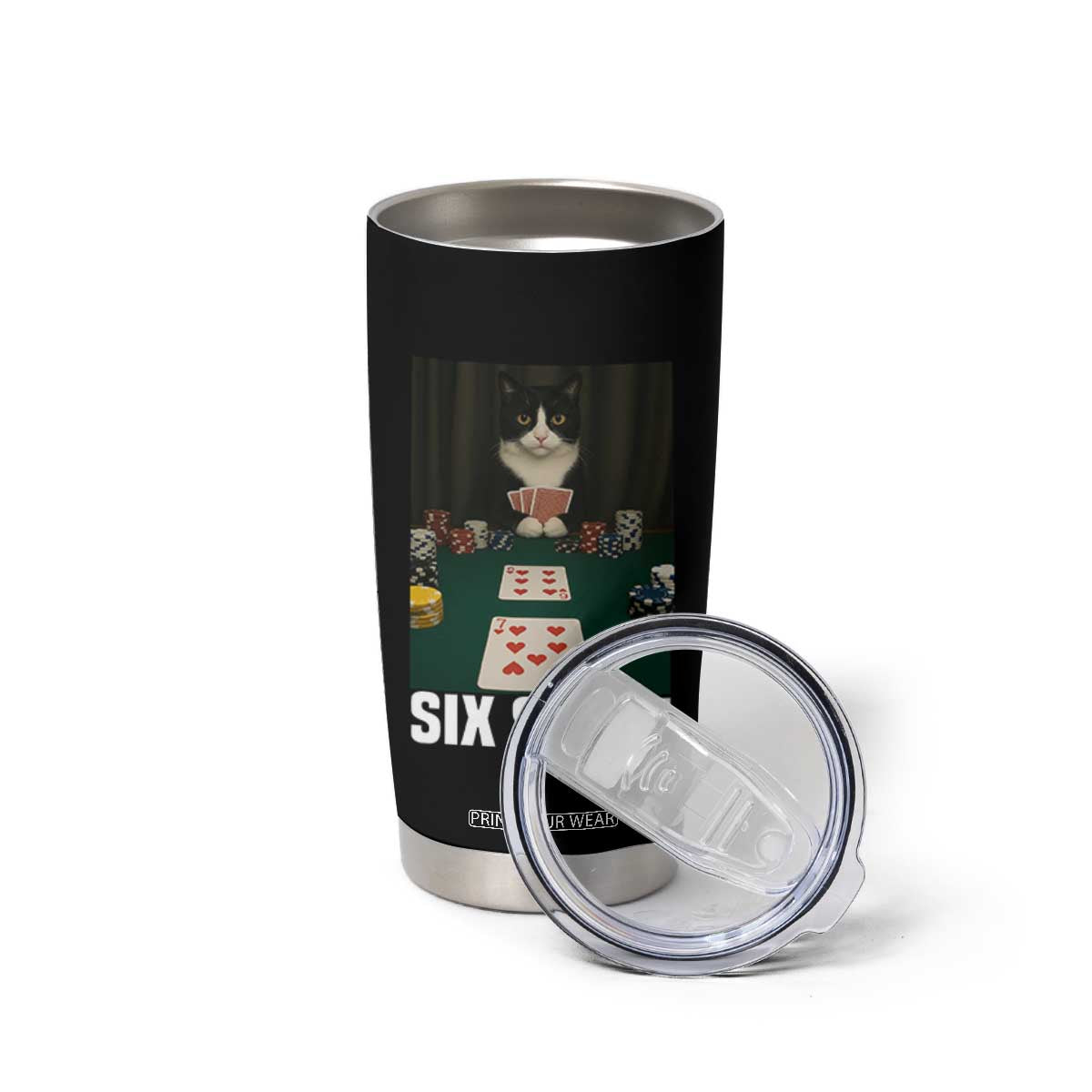 67 Poker Cat Tumbler Cup Funny Six Seven Meme TS14 Print Your Wear