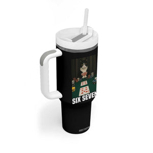 67 Poker Cat Tumbler With Handle Funny Six Seven Meme TS14 Print Your Wear