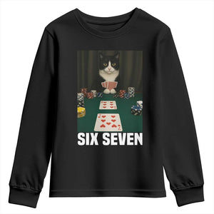 67 Poker Cat Youth Sweatshirt Funny Six Seven Meme TS14 Black Print Your Wear