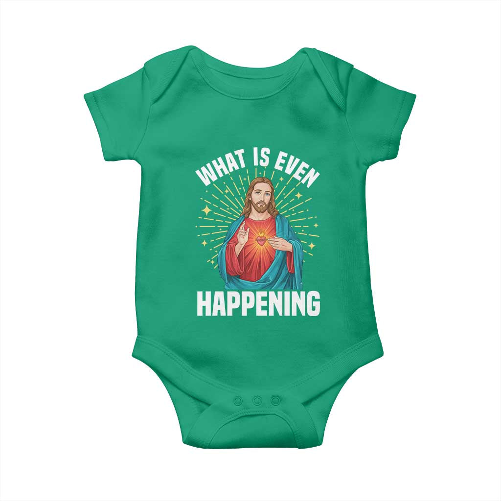 Funny Christian Baby Onesie What Is Even Happening TS14 Irish Green Print Your Wear