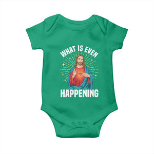 Funny Christian Baby Onesie What Is Even Happening TS14 Irish Green Print Your Wear