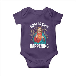 Funny Christian Baby Onesie What Is Even Happening TS14 Purple Print Your Wear