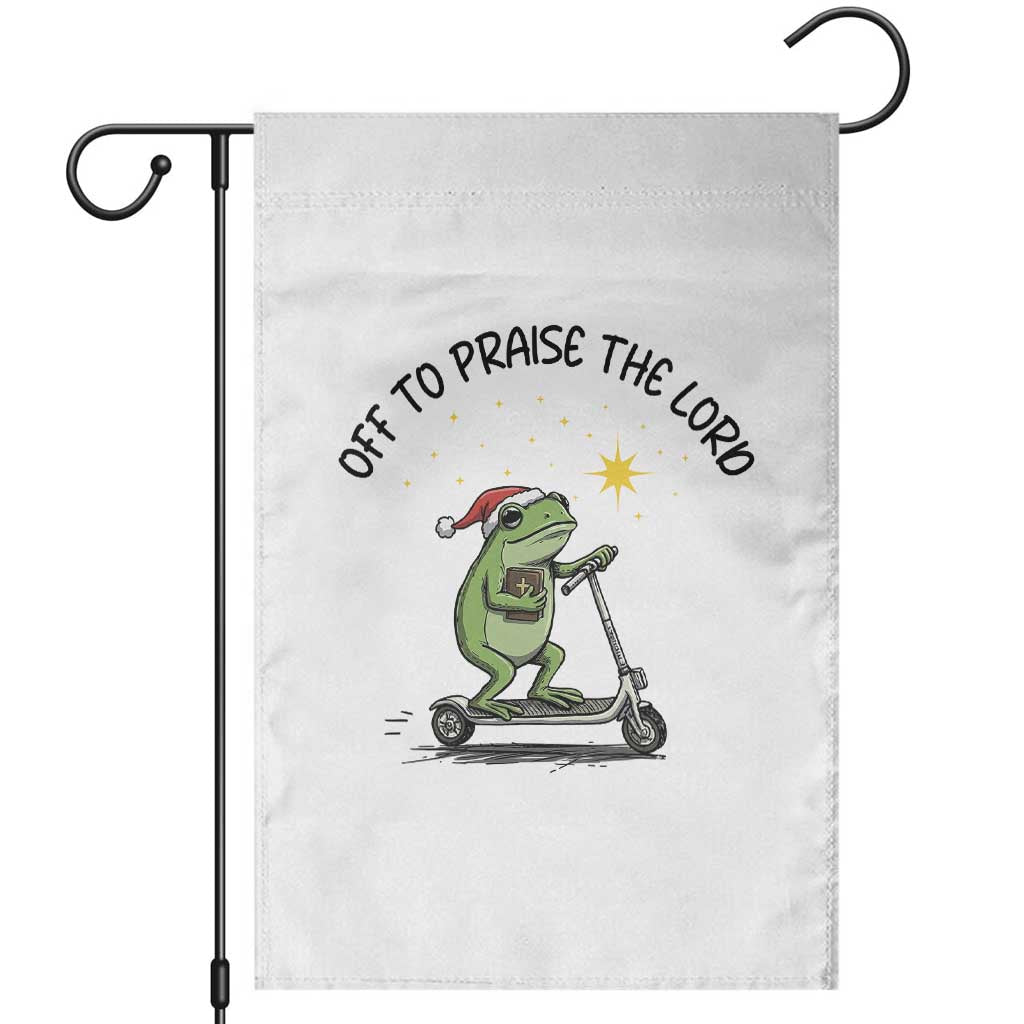 Off To Praise The Lord Garden Flag Funny Frog Christian TS14 White Print Your Wear
