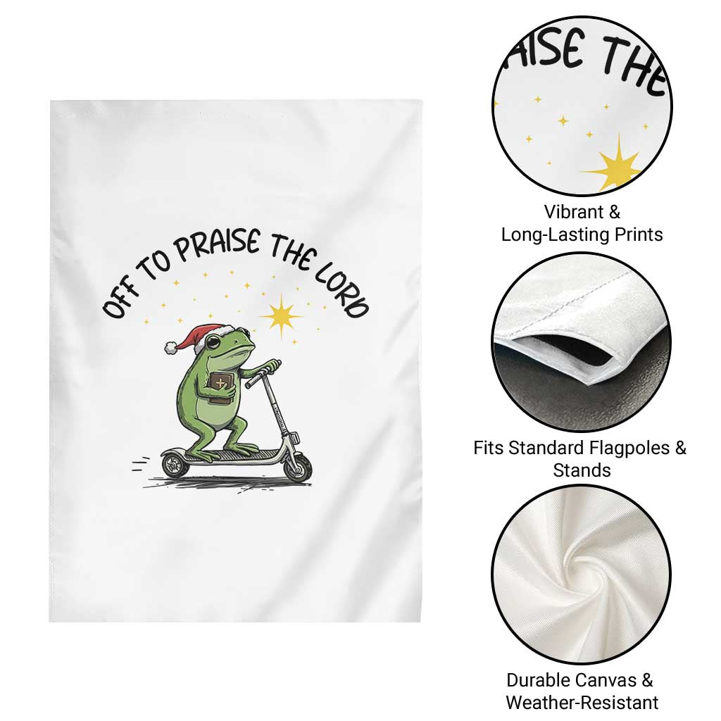 Off To Praise The Lord Garden Flag Funny Frog Christian TS14 Print Your Wear