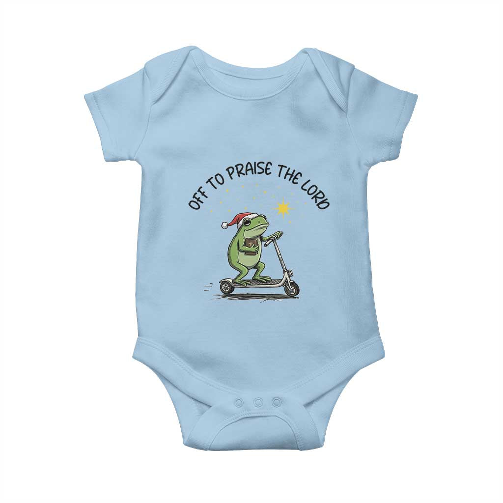 Off To Praise The Lord Baby Onesie Funny Frog Christian TS14 Light Blue Print Your Wear