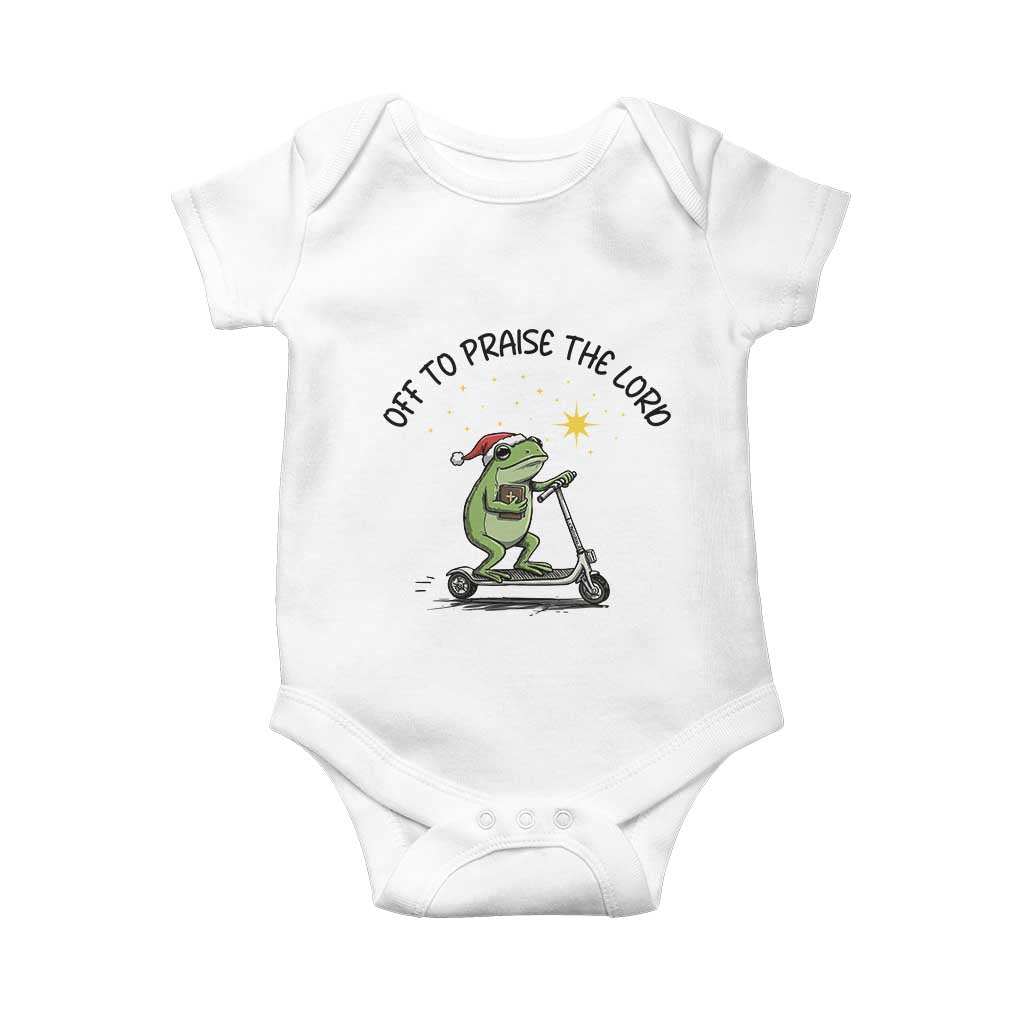 Off To Praise The Lord Baby Onesie Funny Frog Christian TS14 White Print Your Wear